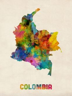 Colombia Watercolor Map
